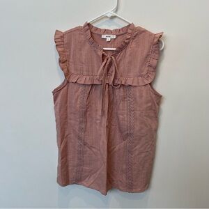 Women’s sleeveless top MINE large 100% cotton Blush Pink boho